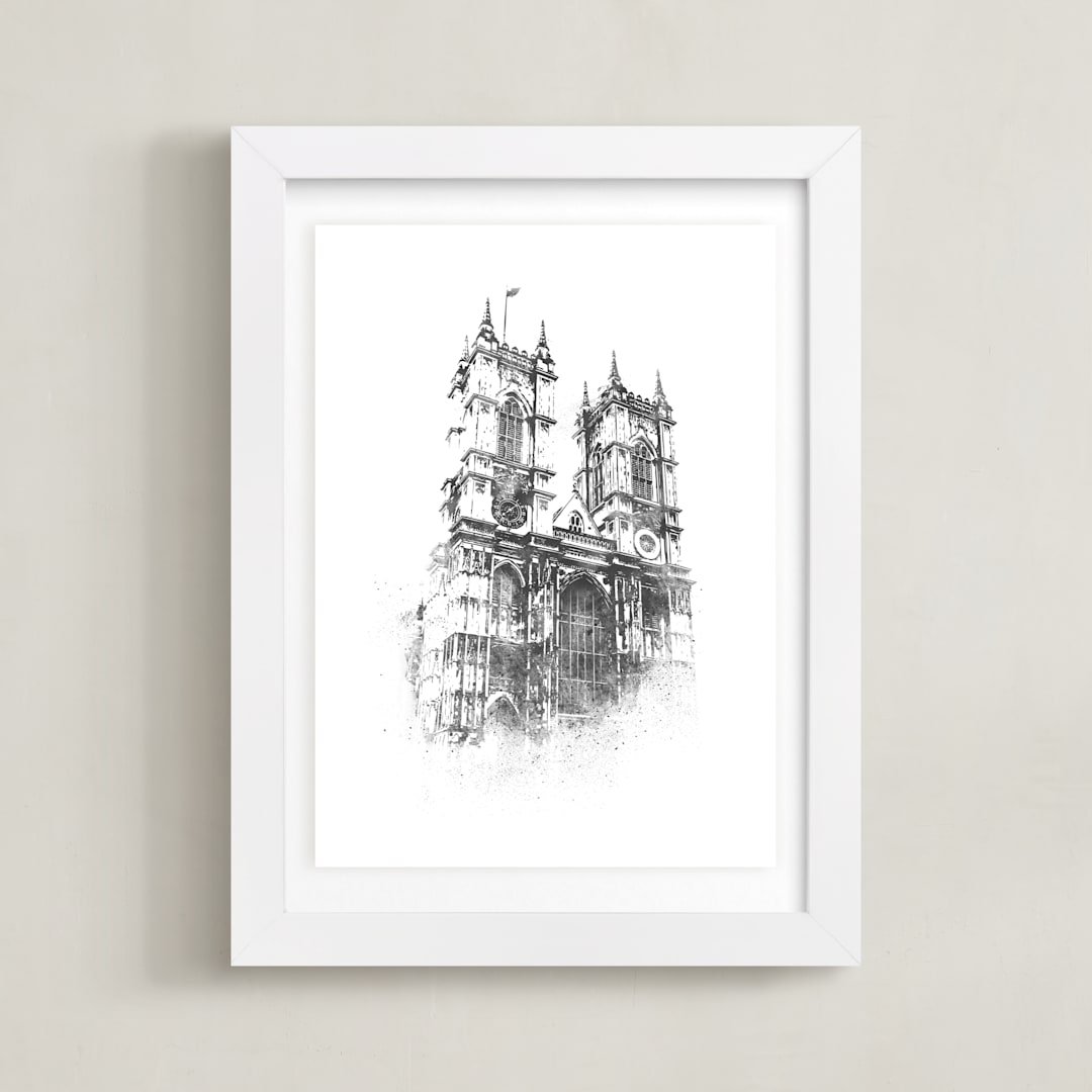 "Westminster Abbey" - Art Print in Charcoal by Paul Berthelot - Framed