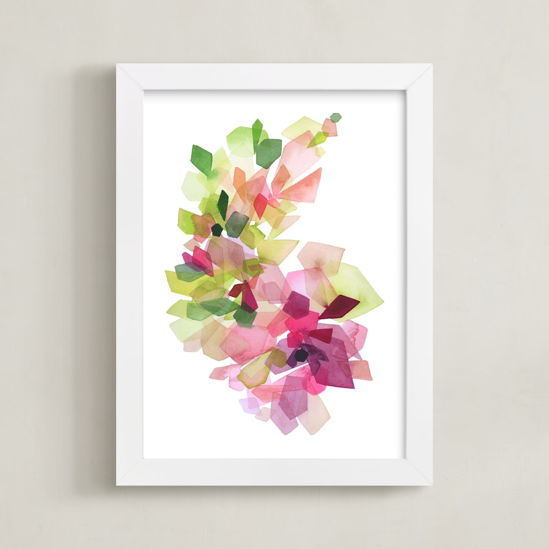 "Burgundy Gems" - Art Print in Burgundy by Yao Cheng Design - Framed