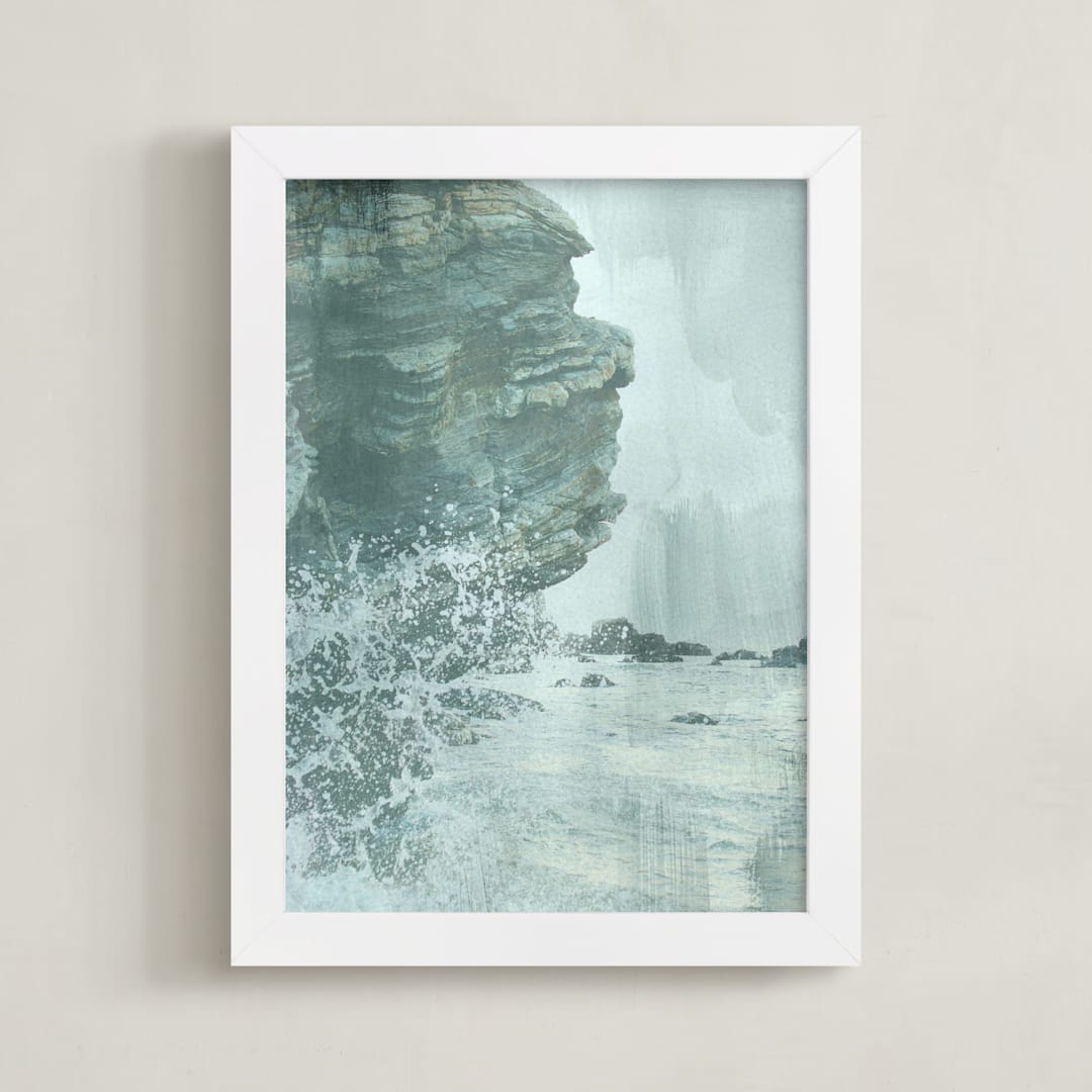 "Washed Over" - Art Print in Steel Blue by Melanie Severin - Framed