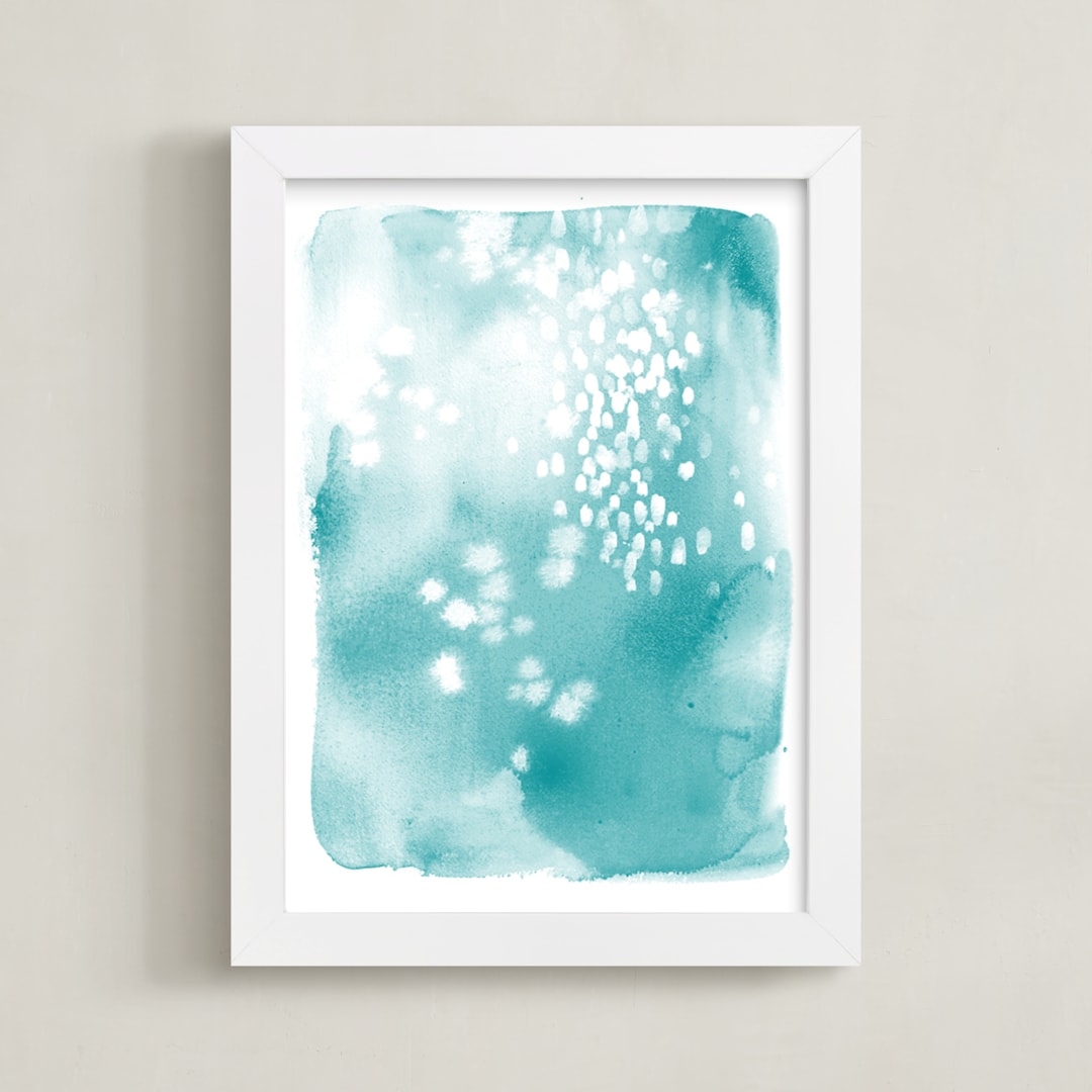 "Swim" - Art Print in Aqua by Julie Song Ink - Framed