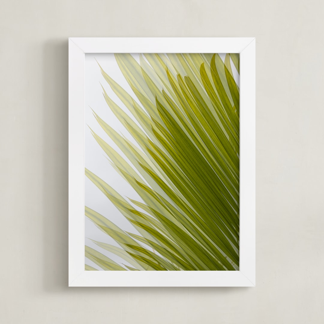 "Palm leaves 2" - Art Print in Citrus green by Eliane Lamb - Framed