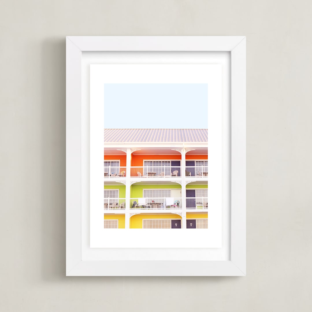 "colorful beach" - Art Print in citrus by Baumbirdy - Framed