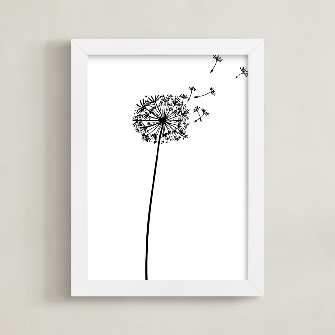 "dandelion" - Art Print in shadow black by Yuke Li - Framed