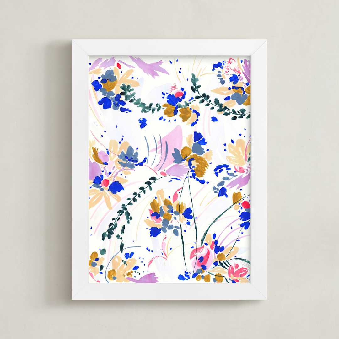 "Travel tale" - Art Print in Bright pink by FERNANDA MARTINEZ - Framed