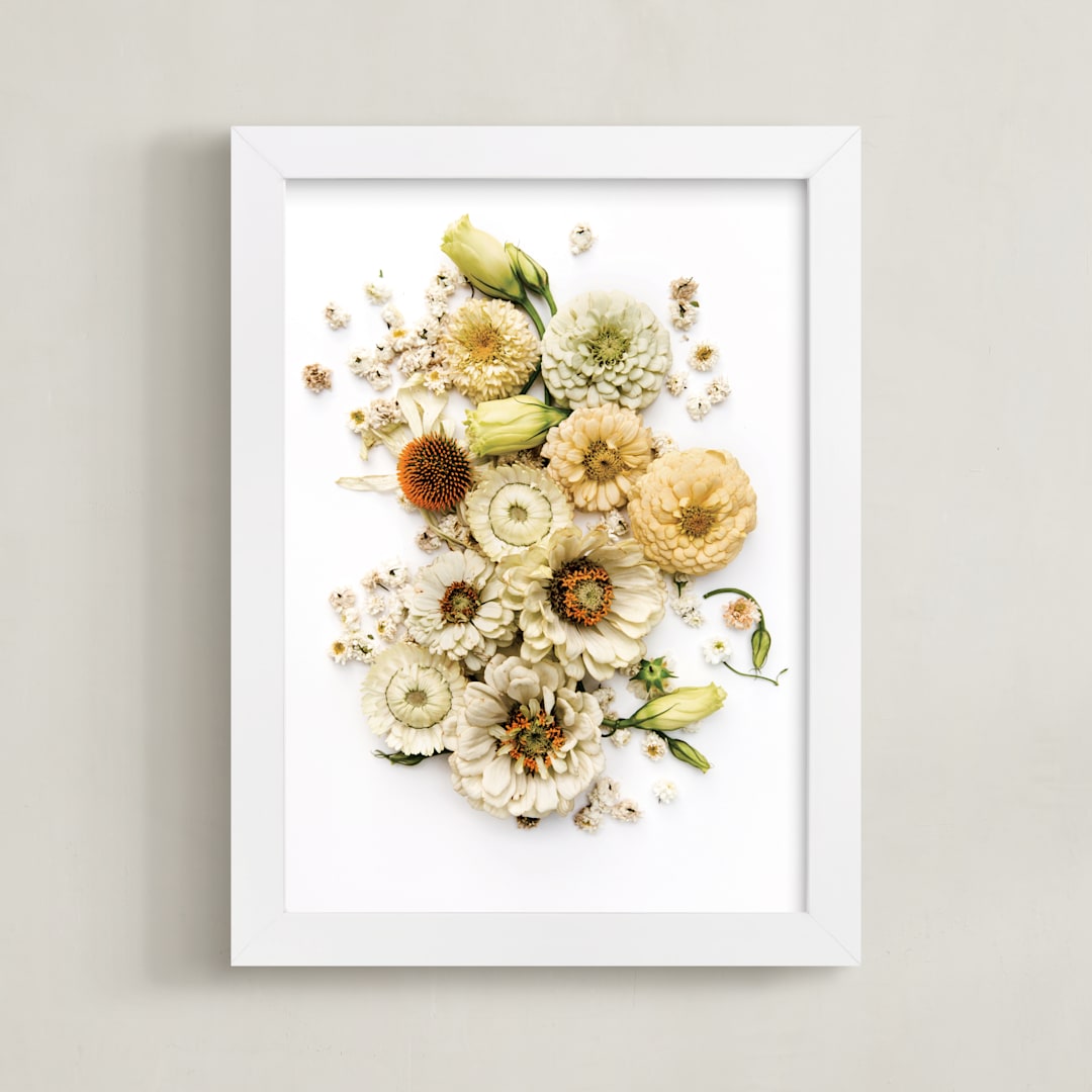 "Peaceful Heart" - Art Print in Garden Cream by Theresa Bear - Framed