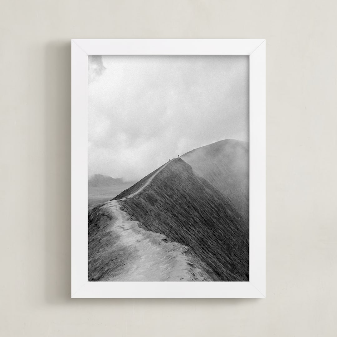 "Mighty Mount Bromo" - Art Print in Black & White by Marianne Brouwer - Framed