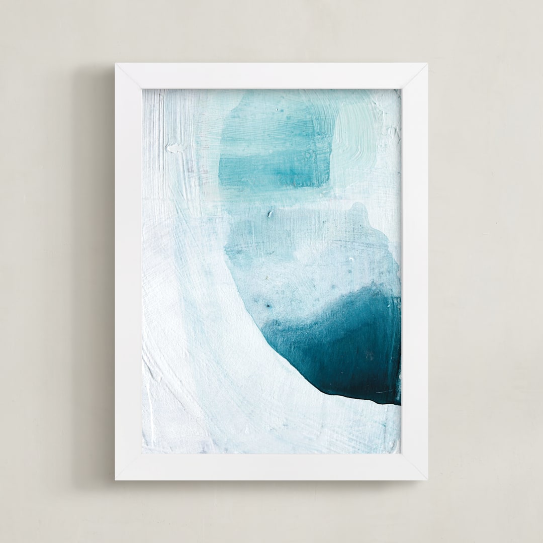 "Layered Shapes" - Art Print in Deep Teal by Rachel Kiser Smith - Framed