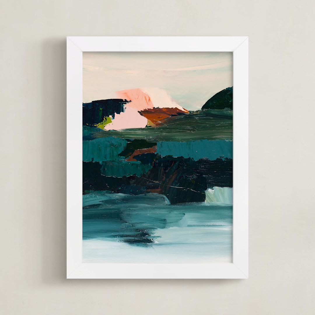 "Curacao" - Art Print in Turquoise blue by Caryn Owen - Framed
