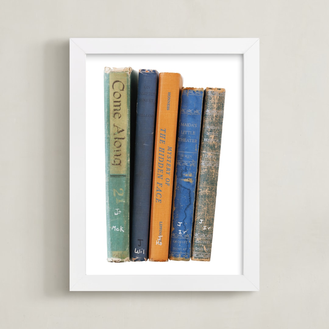 "Vintage Books" - Art Print in Vintage by Sheila Corcoran - Framed