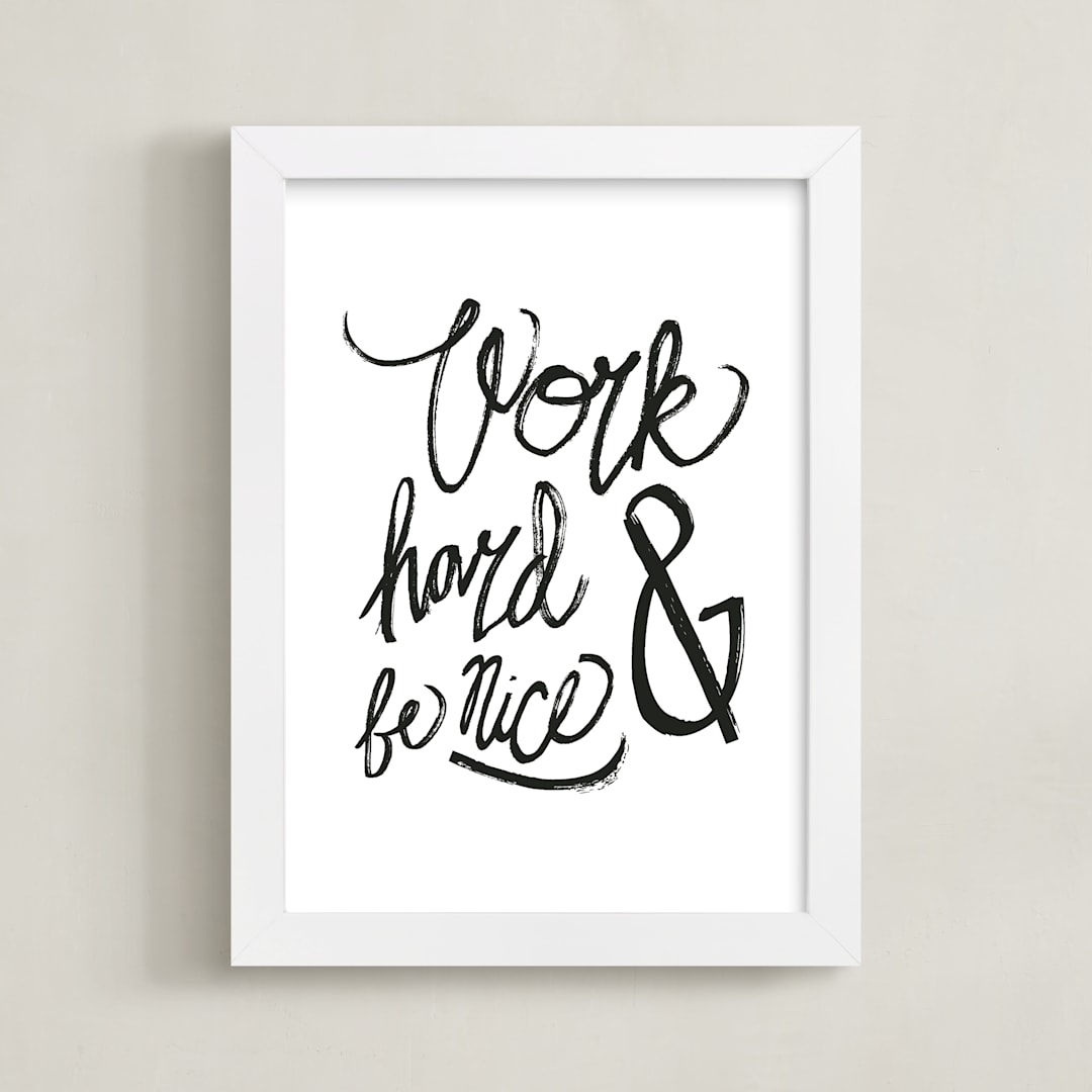 "Nice Work" - Art Print in White by Heather Francisco - Framed