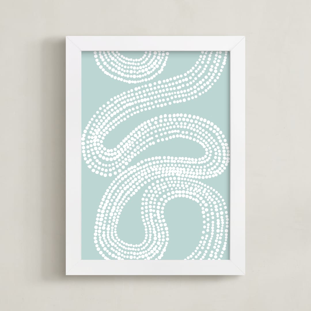 "River of Dots" - Art Print in light blue by Jorey Hurley - Framed