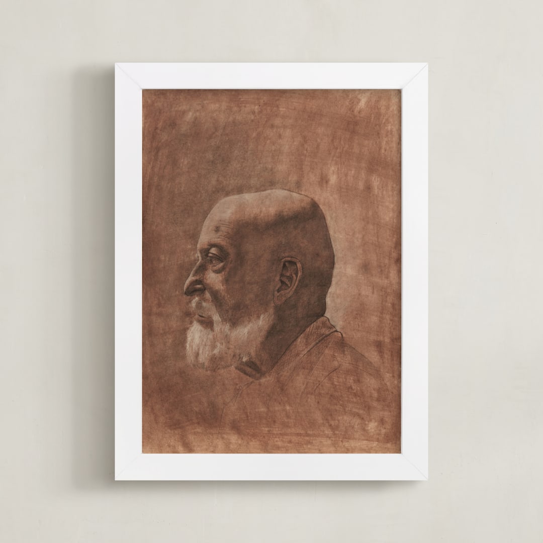 "Human One: Anton" - Art Print in Dark Coral by Colin Stuart - Framed