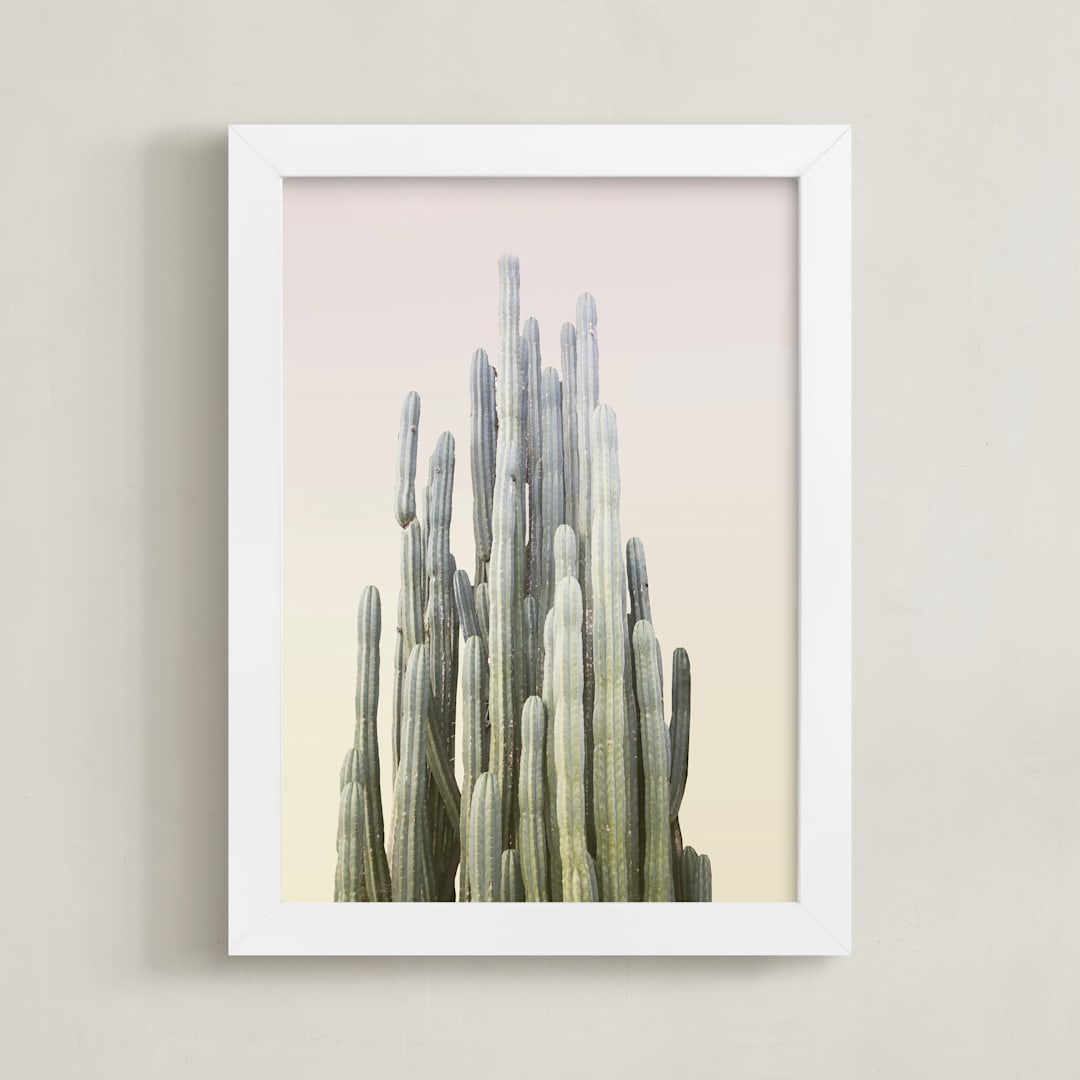 "Summer Yellow Cactus" - Art Print in summer palette by Wilder California - Framed