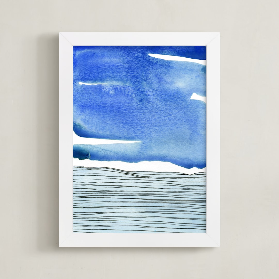 "Out To Sea I" - Art Print in Deep Blue by Chelsey Scott - Framed