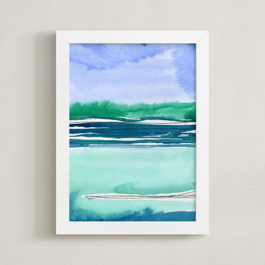 "Out To Sea II" - Art Print in Sea Green by Chelsey Scott - Framed