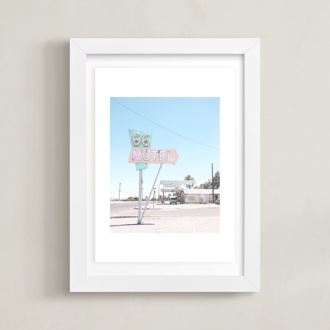 "66" - Art Print in vintage blue by Calais A Le Coq - Framed
