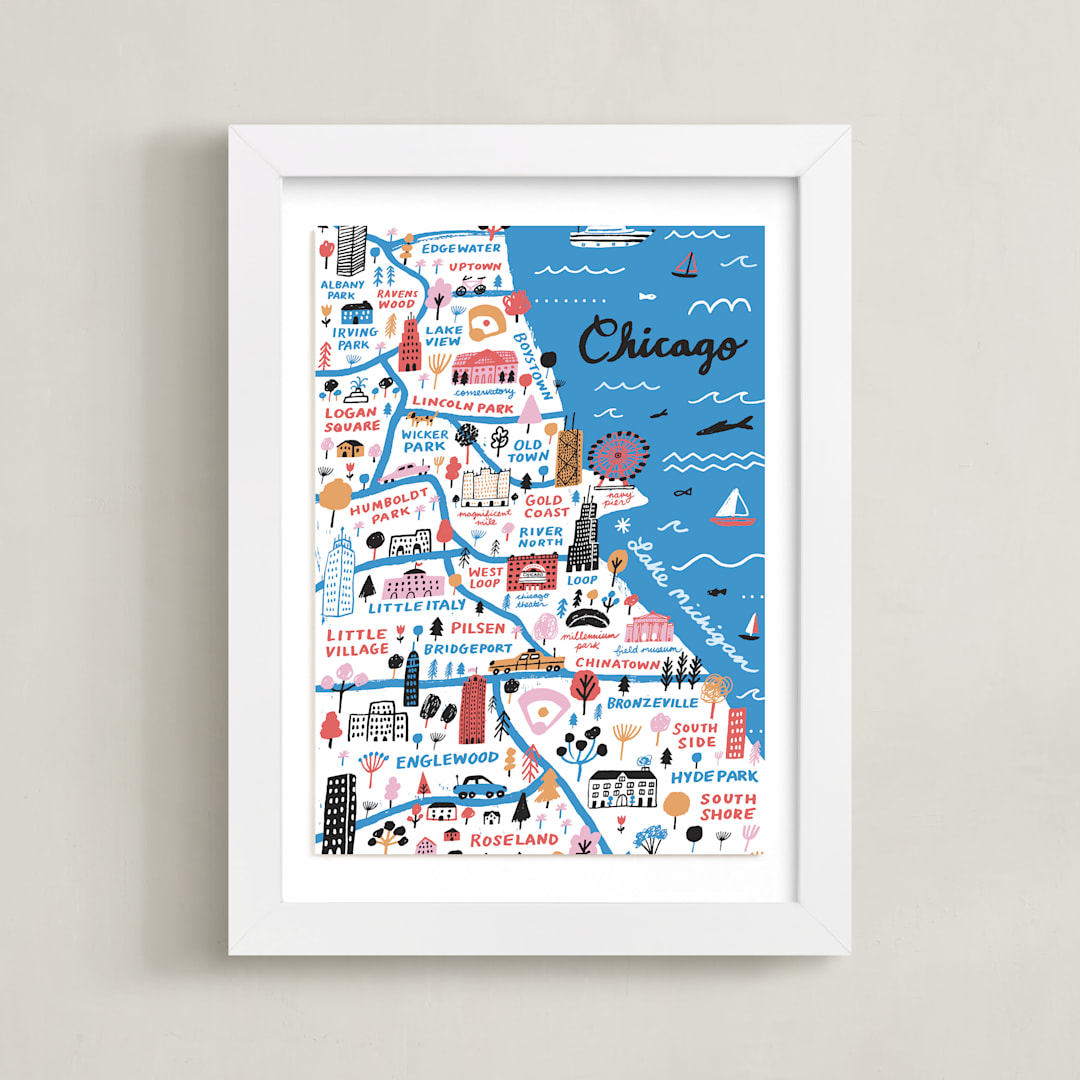 "I Love Chicago" - Art Print in Lake by Jordan Sondler - Framed
