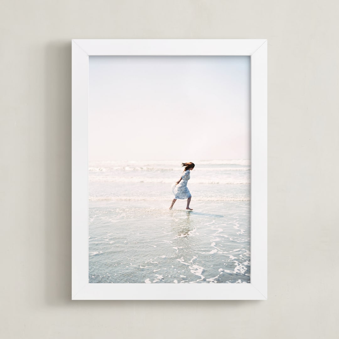 "Dreams + Waves" - Art Print in Ocean Neutral by Jenni Kupelian - Framed