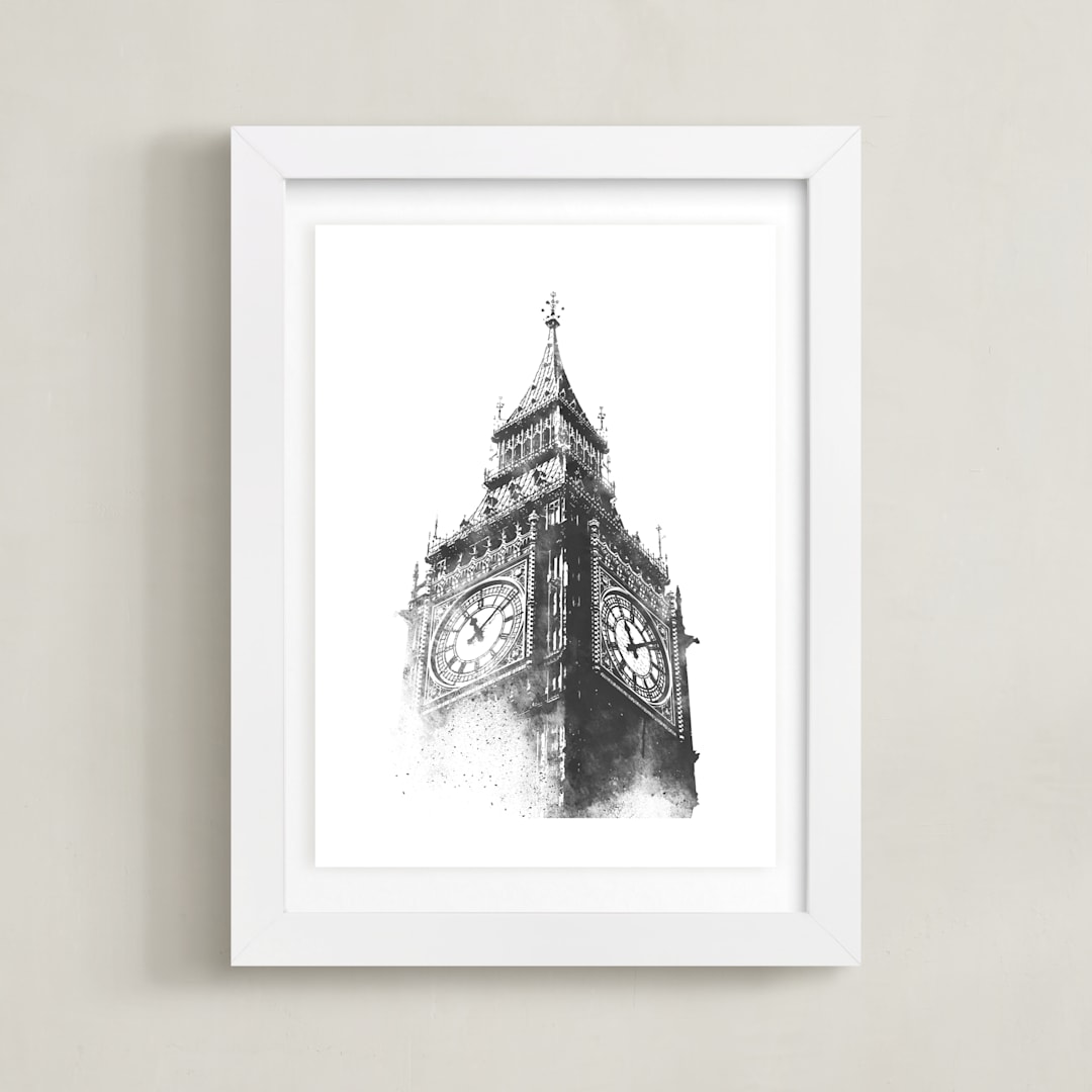 "Big Ben" - Art Print in Charcoal by Paul Berthelot - Framed