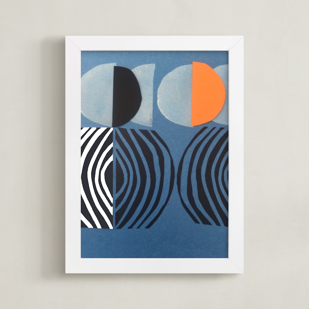 "Solar Eclipse" - Art Print in Galaxy Blue by Deborah Velasquez - Framed