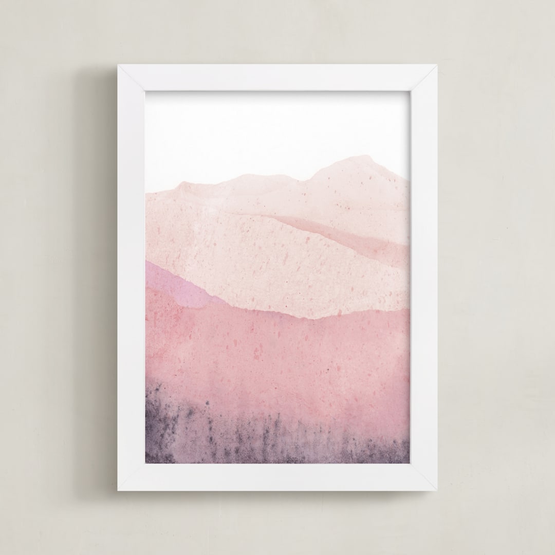 "Mountain Range" - Art Print in Beige Pink by Sadie Holden - Framed