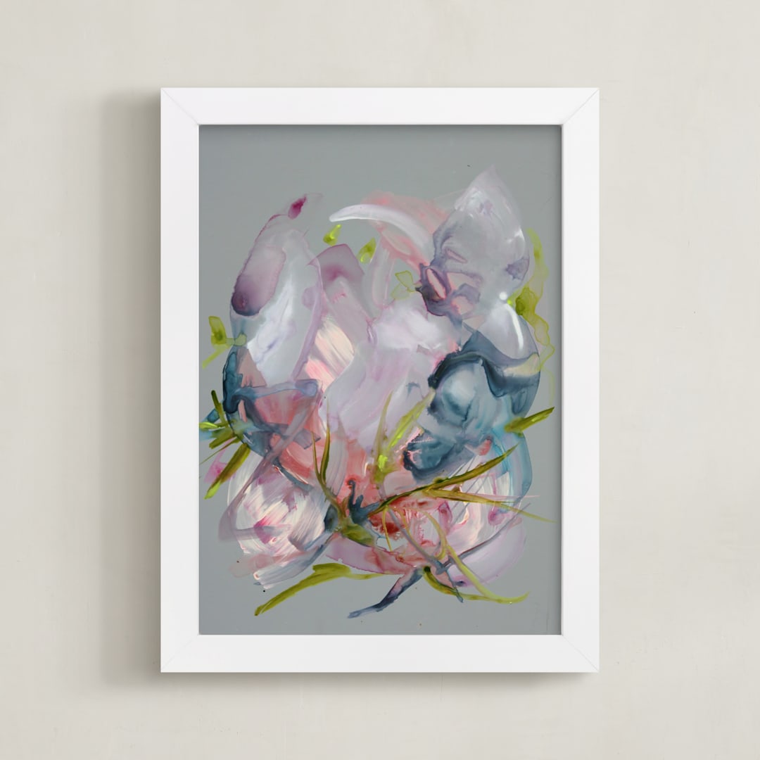 "Softening Ground" - Art Print in Dove Grey by Synnöve Seidman - Framed