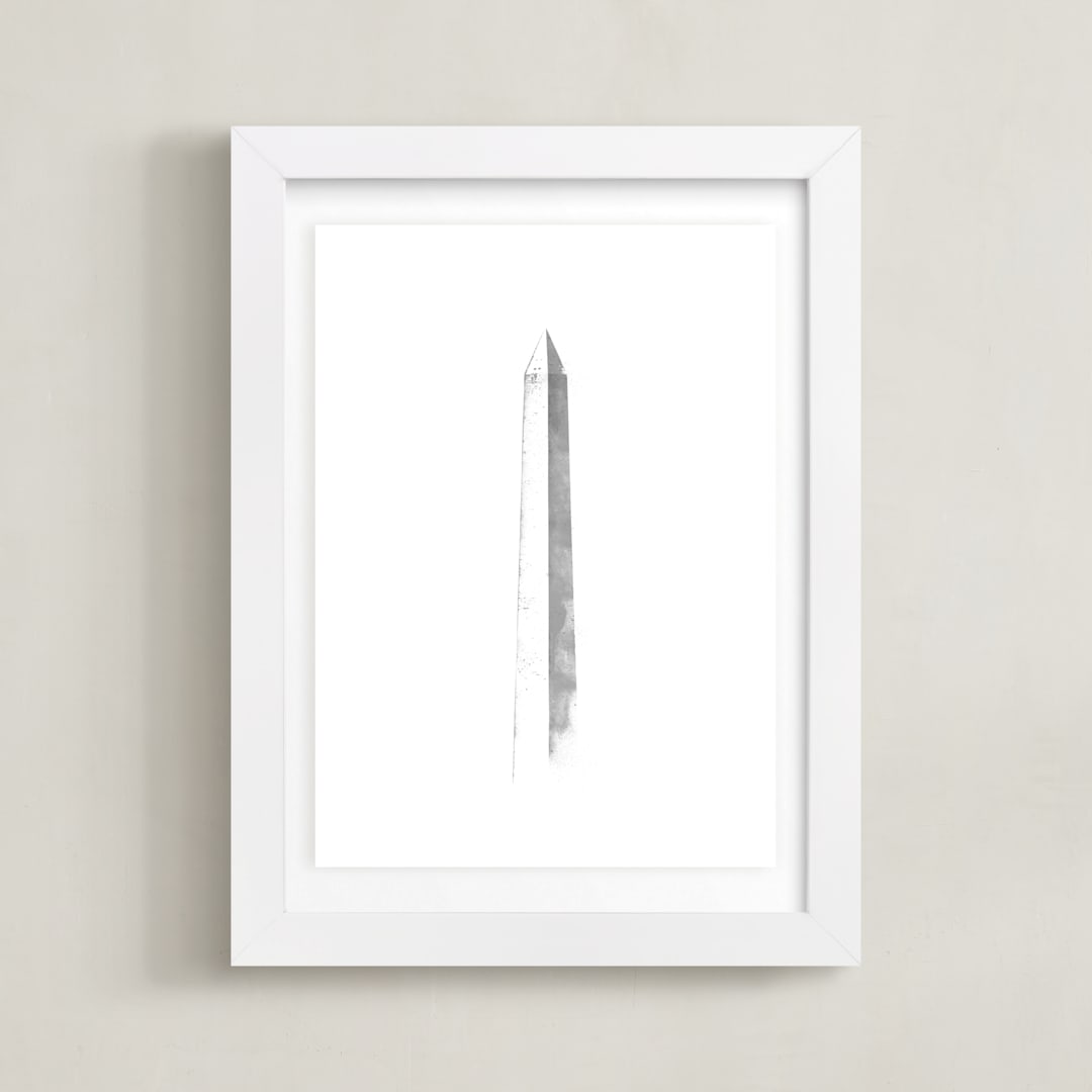 "Washington Monument" - Art Print in Slate by Paul Berthelot - Framed