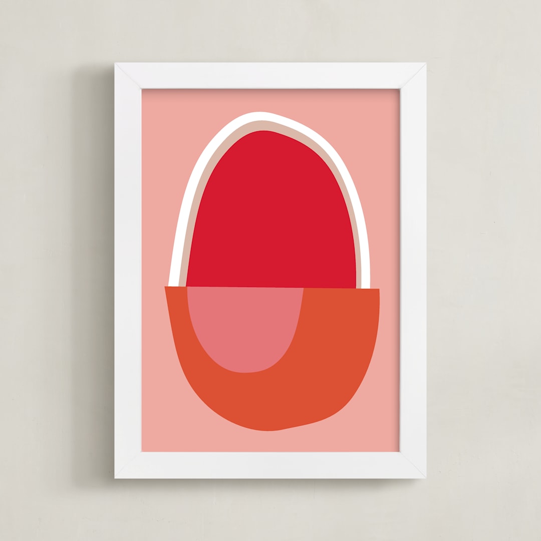 "Big Egg" - Art Print in Cotton Candy Pink by sue prue - Framed