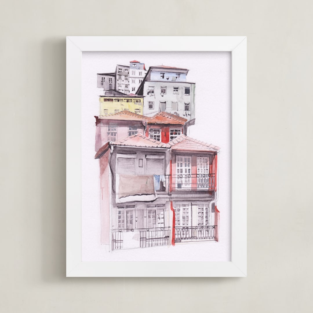 "Portugal" - Art Print in Unique Red by Viktoria Eperjesi - Framed