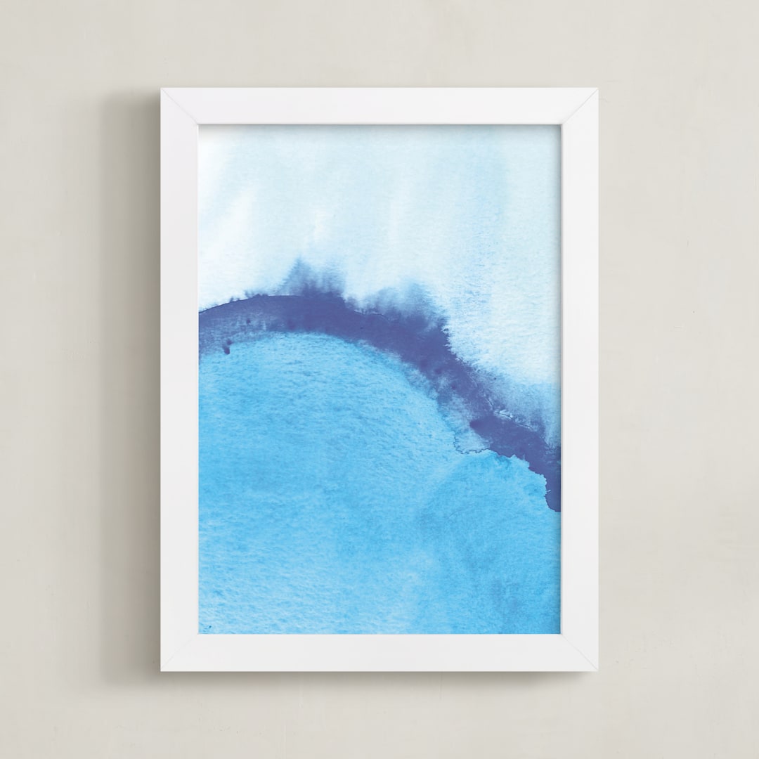 "Waves From Above" - Art Print in Sea Blue by Chelsey Scott - Framed