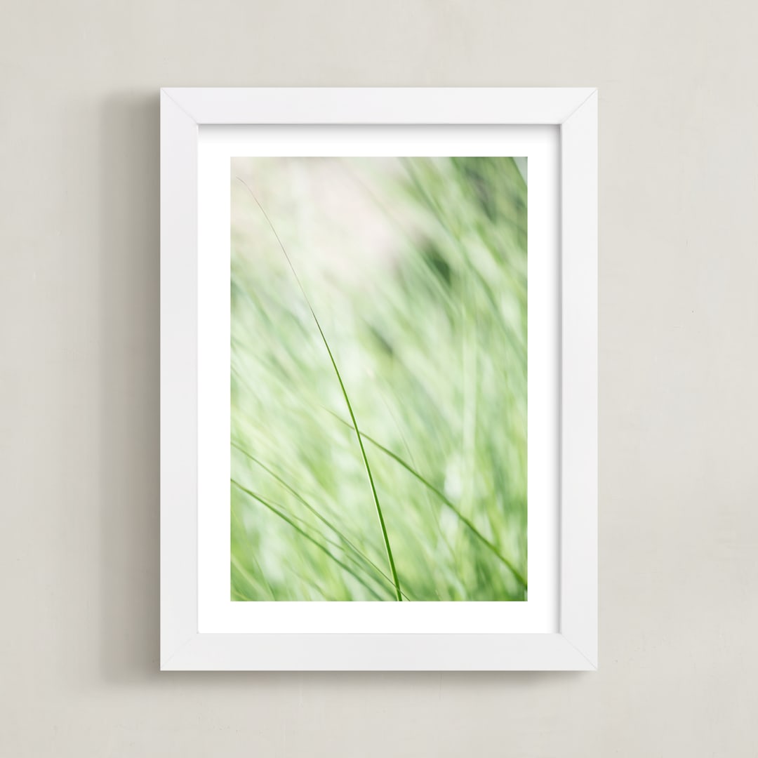 "In The Field" - Art Print in Spring Morning Green by Rebecca Rueth - Framed