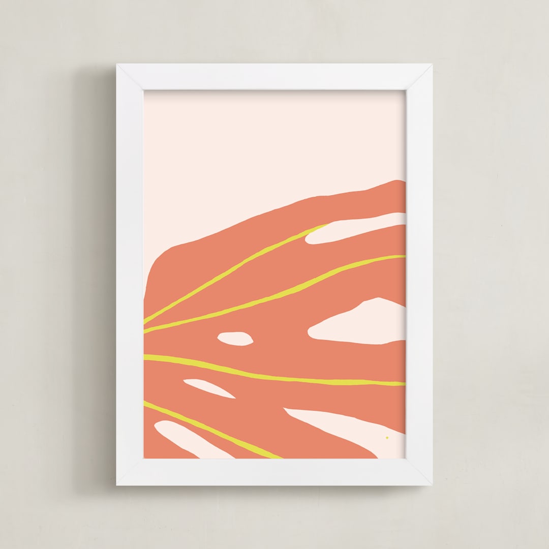 "Monstera Abstract" - Art Print in Coral by Alicia Schultz - Framed