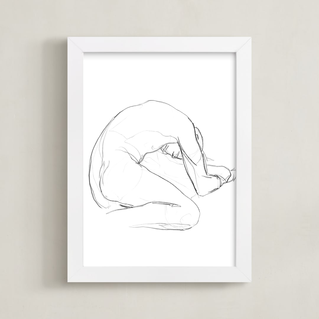 "Seated Figure" - Art Print in Bright White by Lorent and Leif - Framed