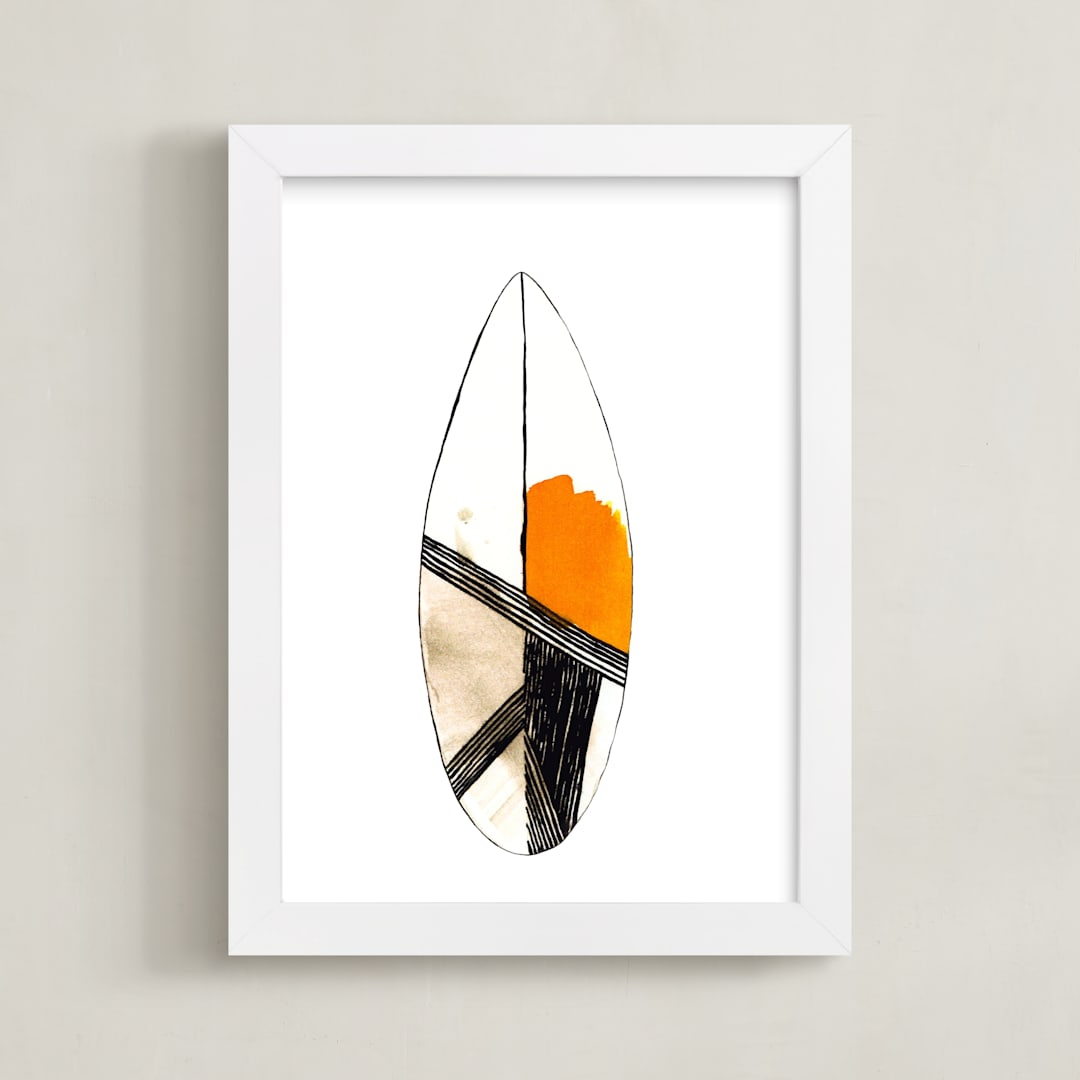 "Surf" - Art Print in retro orange by Susanna Nousiainen - Framed