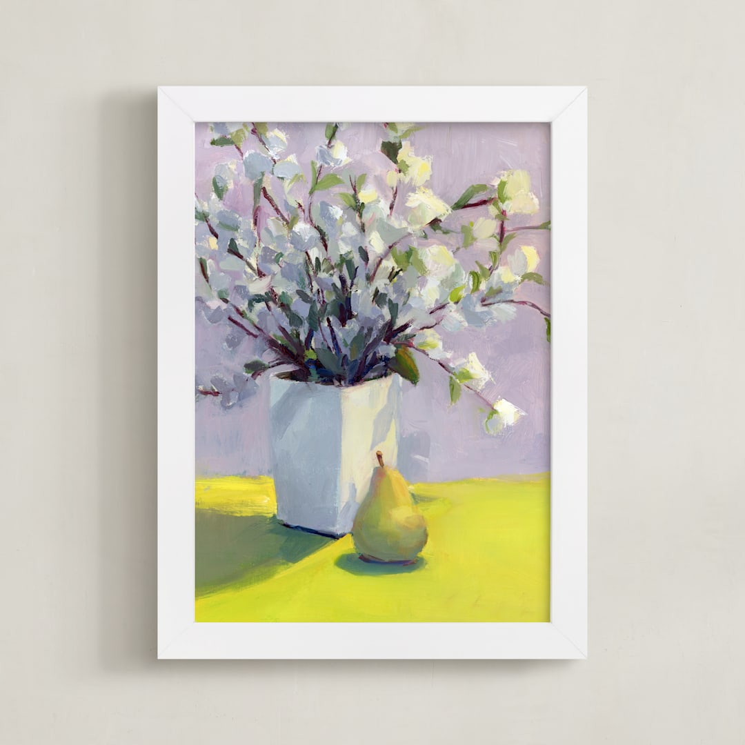 "Ripe For Summer" - Art Print in lemon yellow by sue prue - Framed