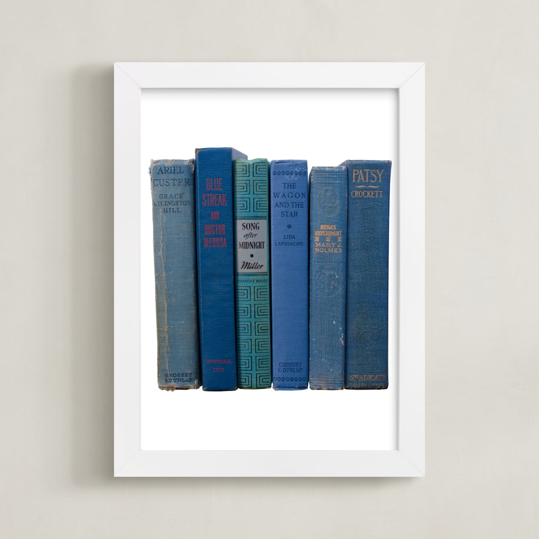 "Bound in Blue" - Art Print in Antique Blue by Sheila Corcoran - Framed
