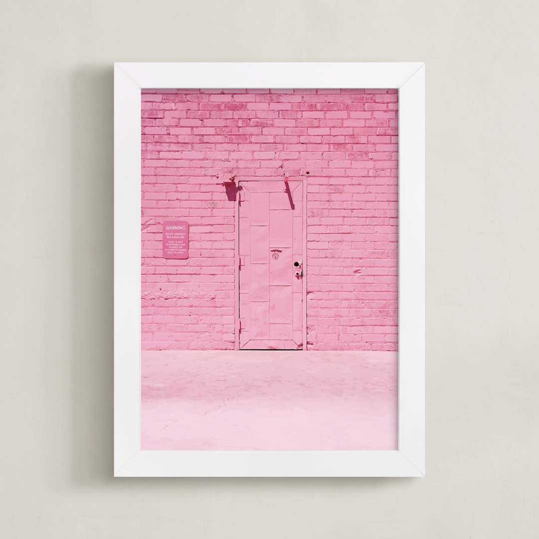 "The Pink Door" - Art Print in Pink by Jenna Gibson - Framed