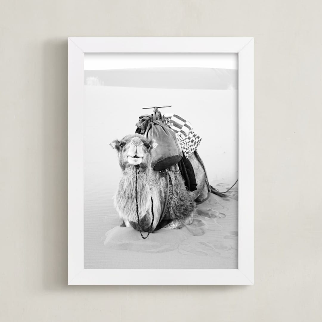 "Smiles in the Sahara" - Art Print in Fog by Jamie Lollback - Framed