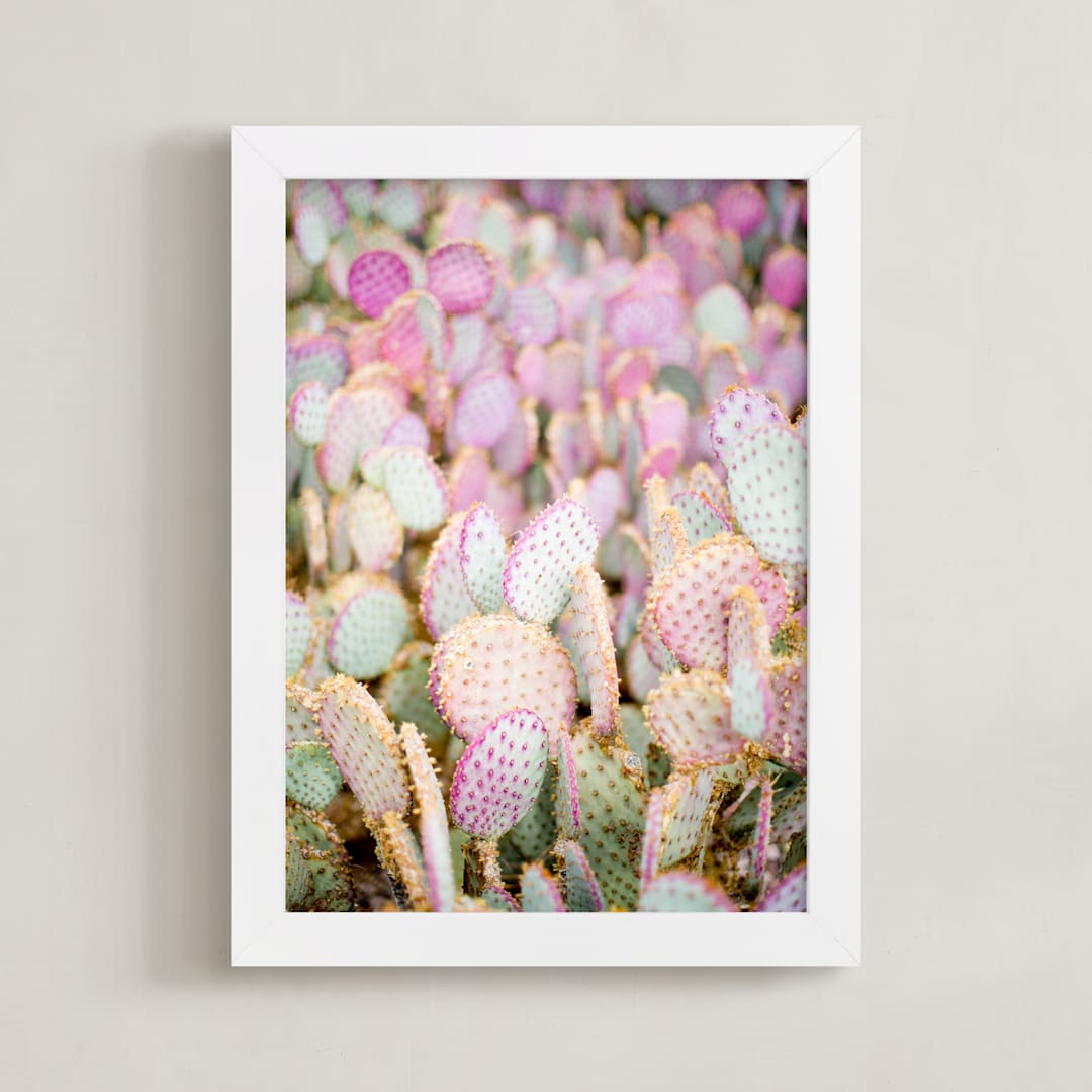 "PINK CACTI" - Art Print in Blush by Shannon Kirsten - Framed