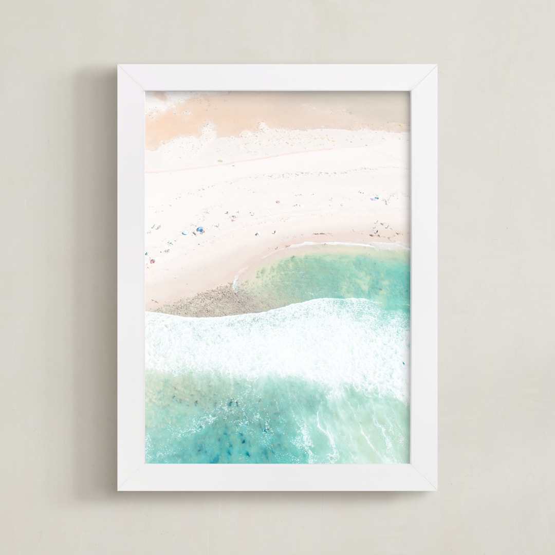 "Wave Shapes" - Art Print in White by Caroline Mint - Framed