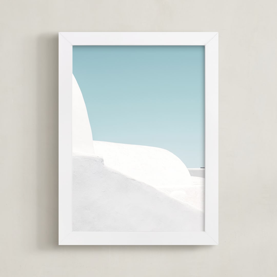 "Cycladic House I" - Art Print in Limestone by Tania Medeiros - Framed