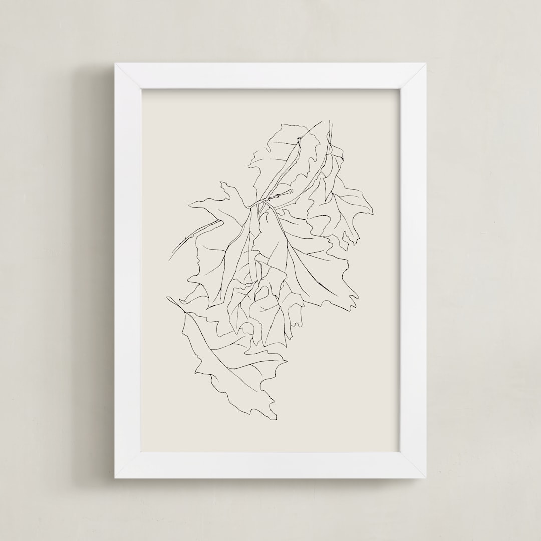 "Oak Leaf Study" - Art Print in Newsprint by Lorent and Leif - Framed
