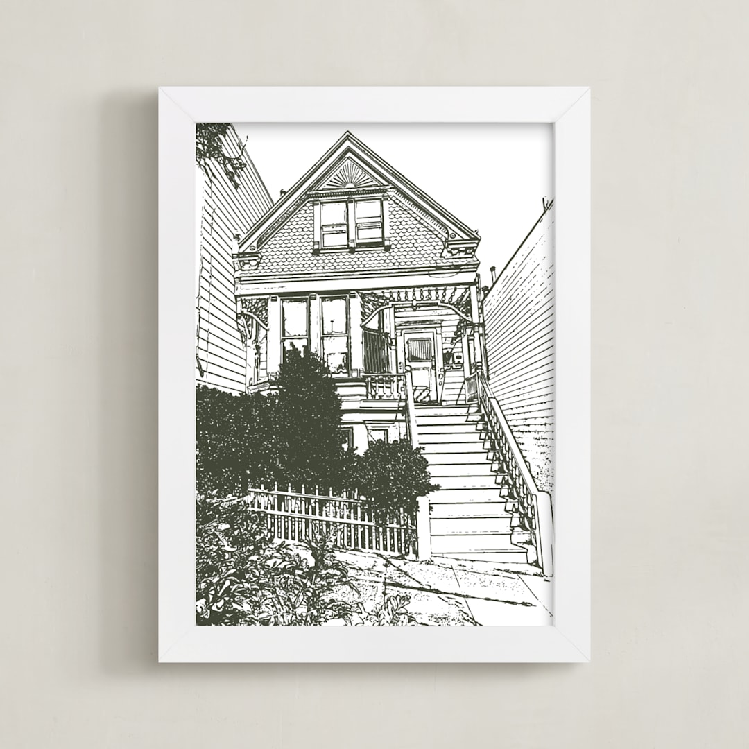 "House: Portrait Orientation Custom Print" - Custom Print in Olive Shadow by Minted - Framed