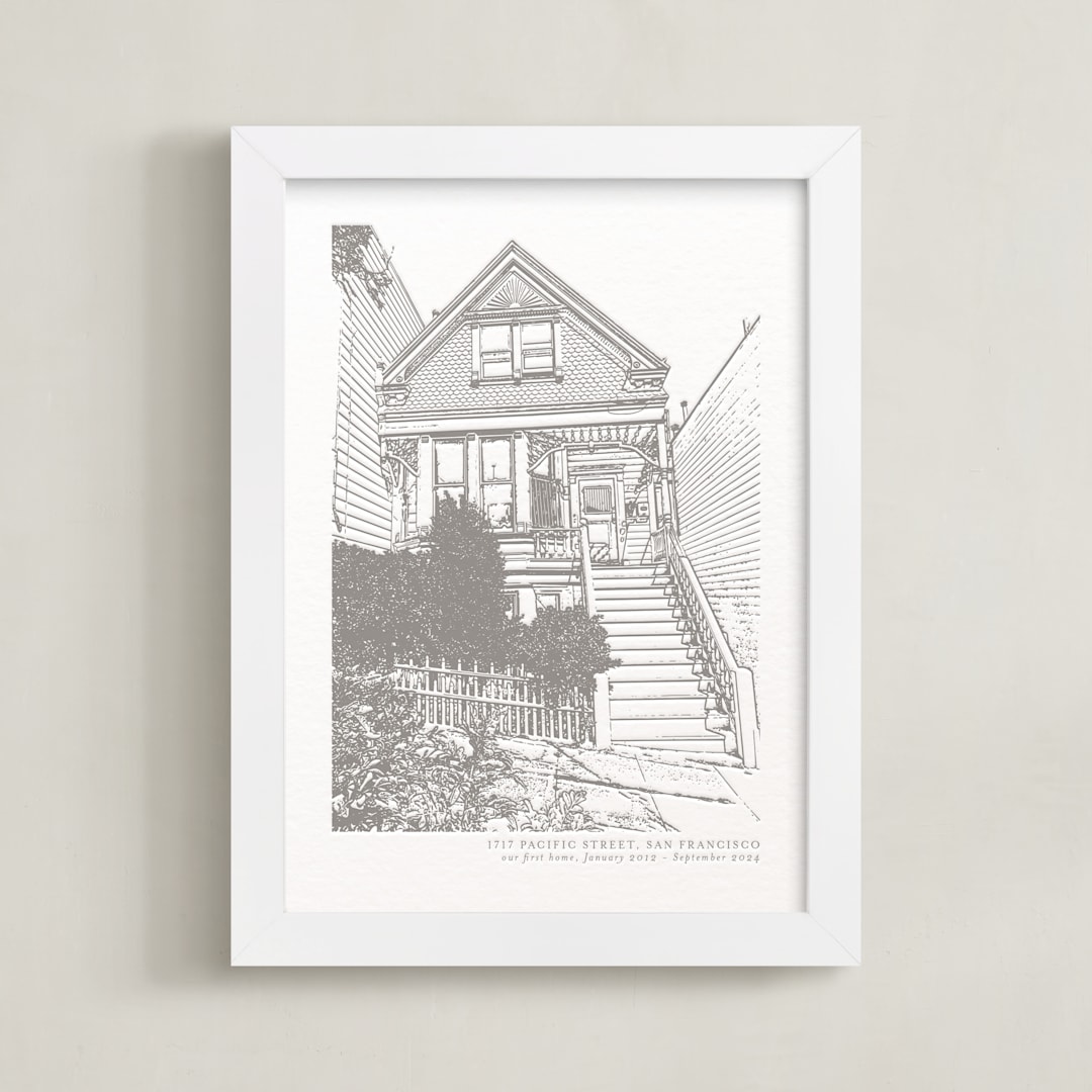 "House: Portrait Custom Letterpress Print" - Custom Letterpress Print in Warm Gray by Minted - Framed