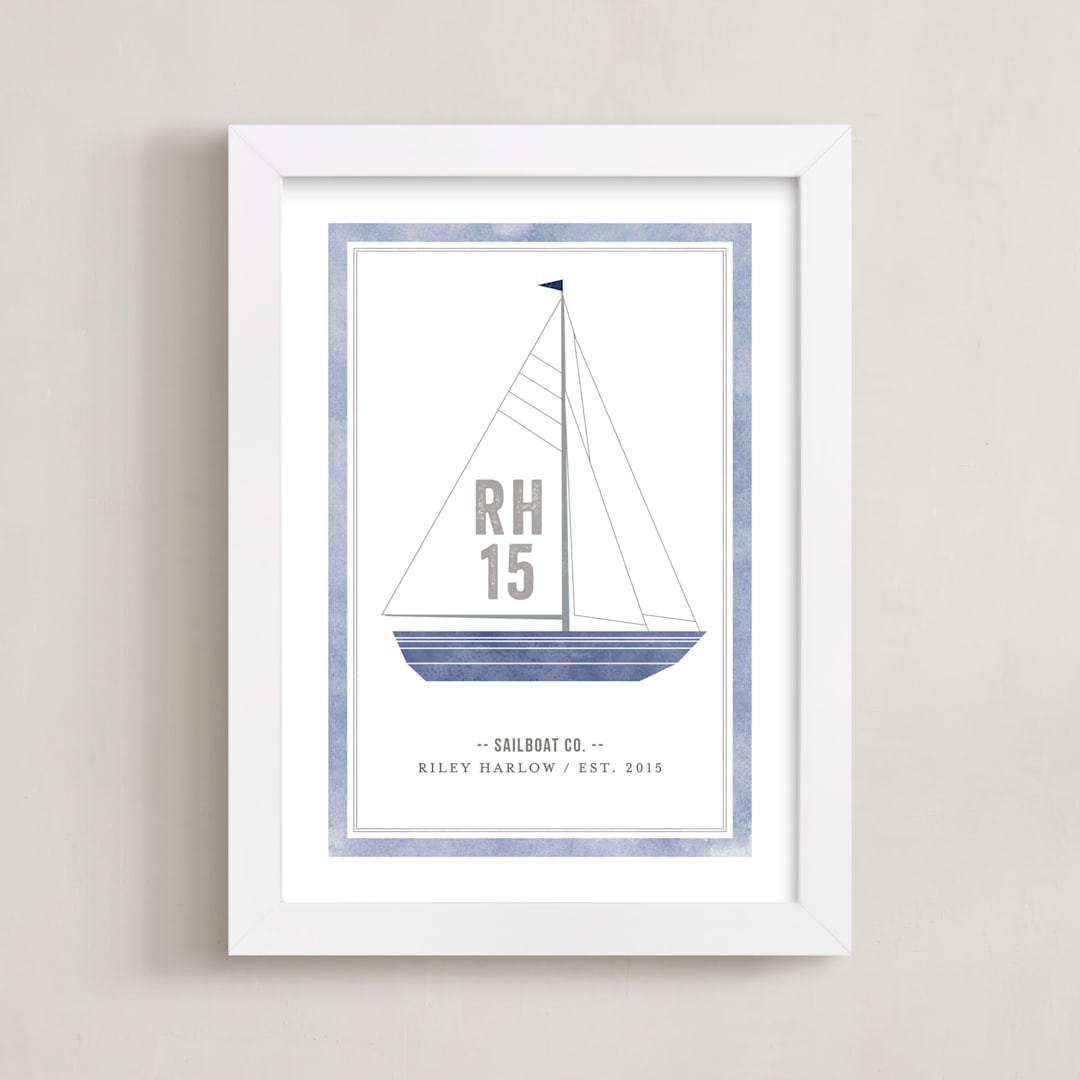 "Sailboat co." - Personalized Art Print in Ocean by cambria - Framed