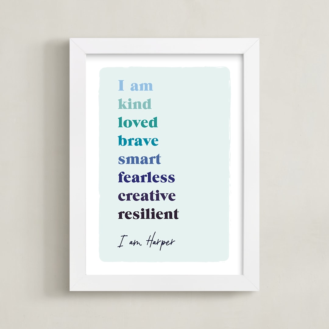 "Positive Affirmations" - Personalized Art Print in Winter by Nazia Hyder - Framed