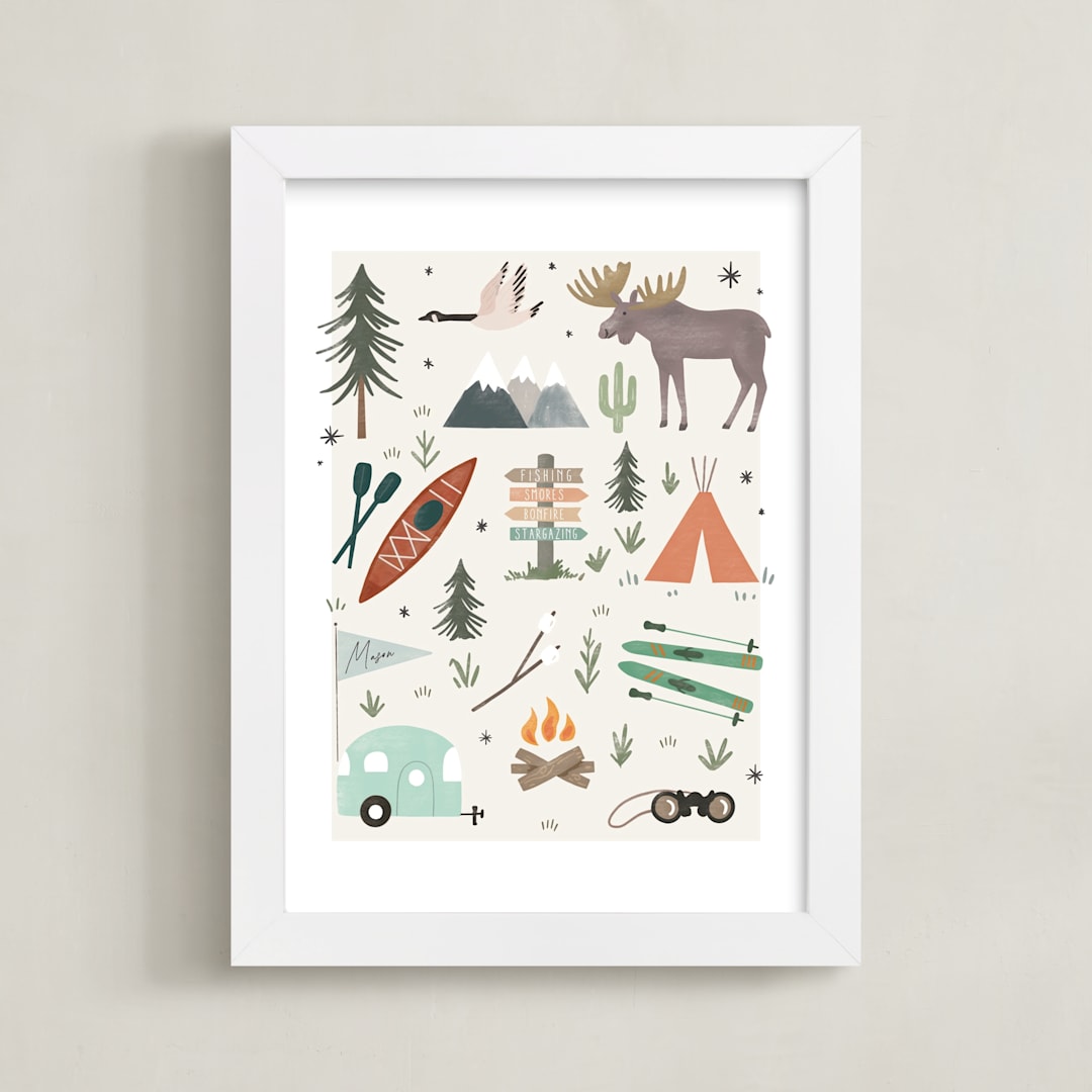 "Camper" - Personalized Art Print in Sky by Hannah Williams - Framed