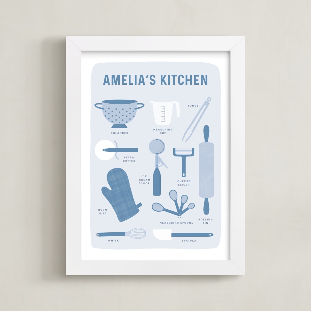"Kitchenware" - Personalized Art Print in Slate by Dawn Pope - Framed