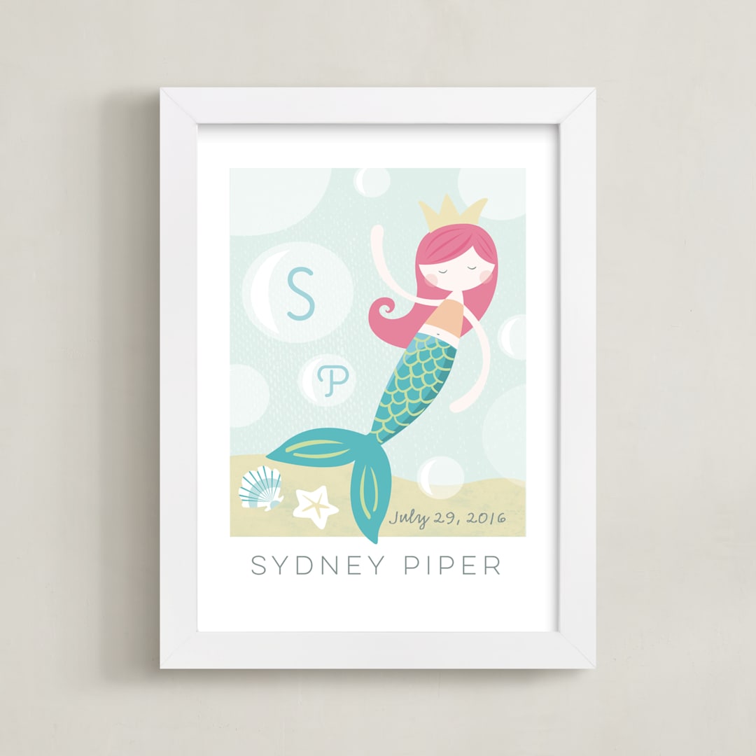 "sirens song" - Personalized Art Print in Bubblegum by peetie design - Framed