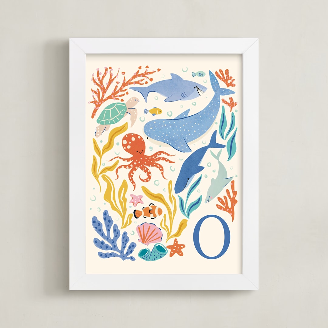 "Blue Wonders" - Personalized Art Print in Blue by Sabrin Deirani - Framed